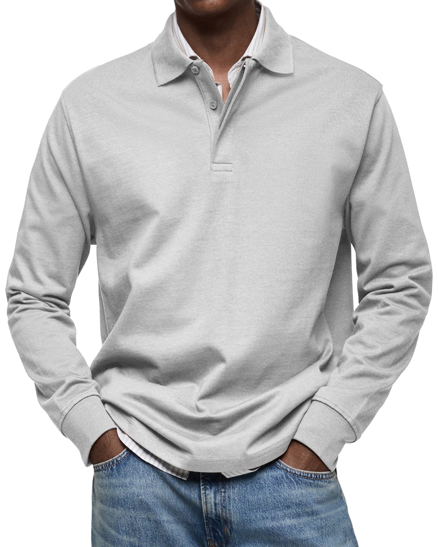 Leonardo - Herren Poloshirt langarm mit Knopfleiste