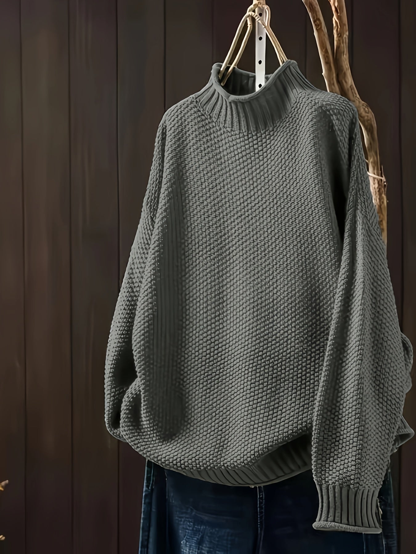Sophie - Damen Pullover mit Stehkragen und Strukturmuster