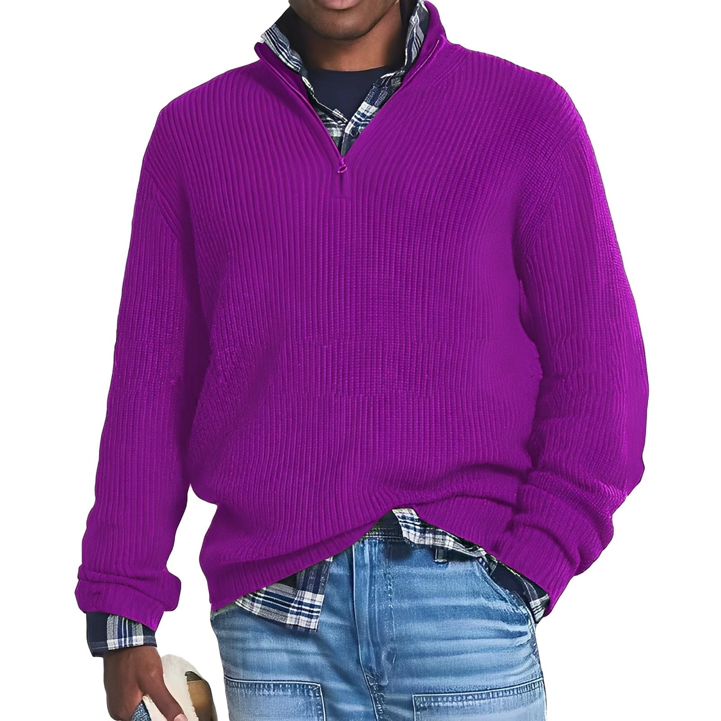 David - Herren Strickpullover mit halbem Reißverschluss
