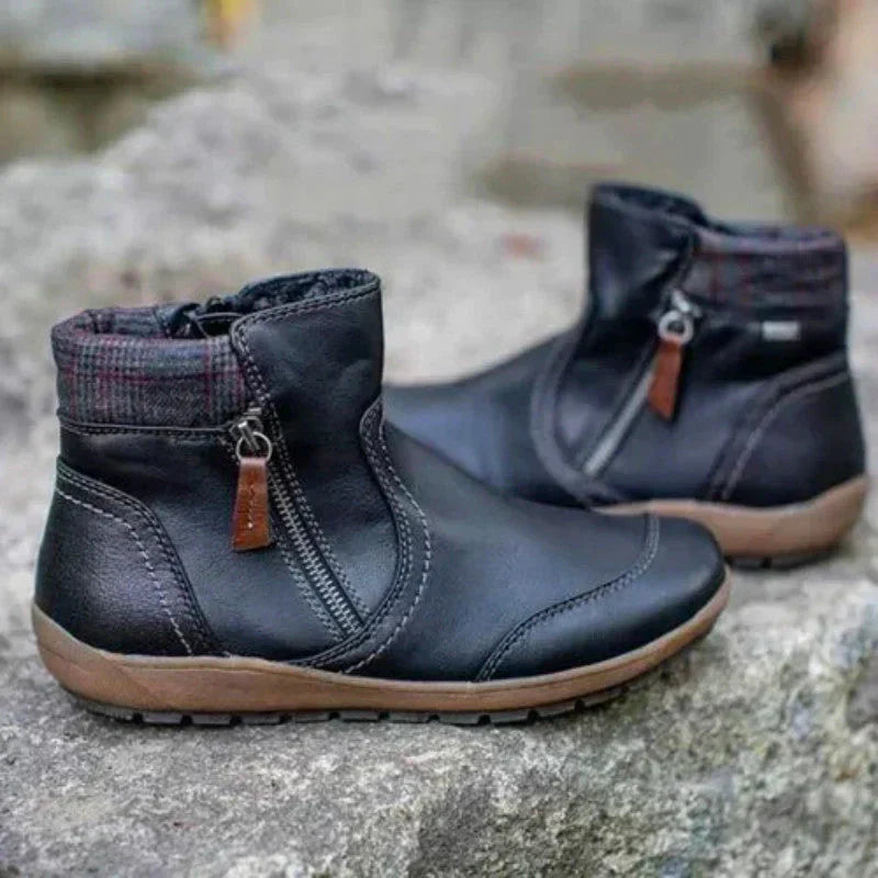 Lina - Damen Stiefeletten mit Reißverschluss und warmem Futter