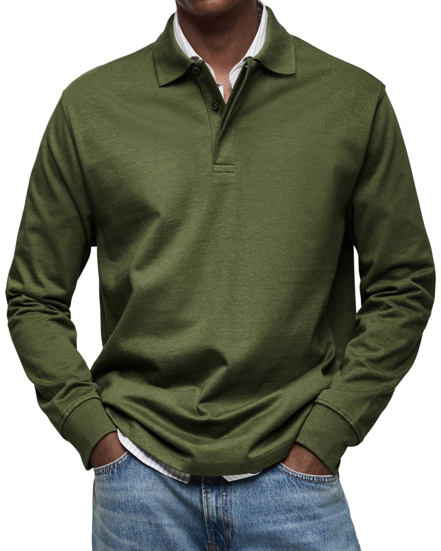 Leonardo - Herren Poloshirt langarm mit Knopfleiste