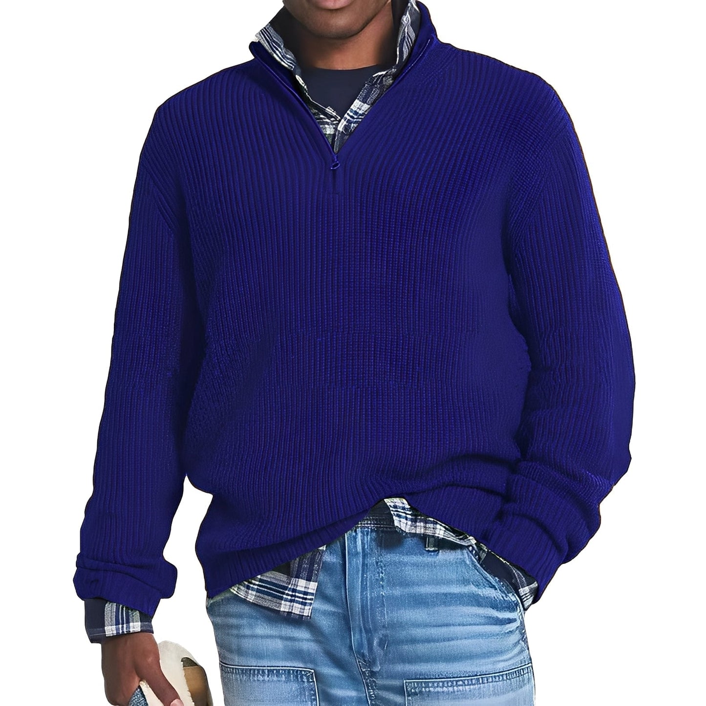 David - Herren Strickpullover mit halbem Reißverschluss