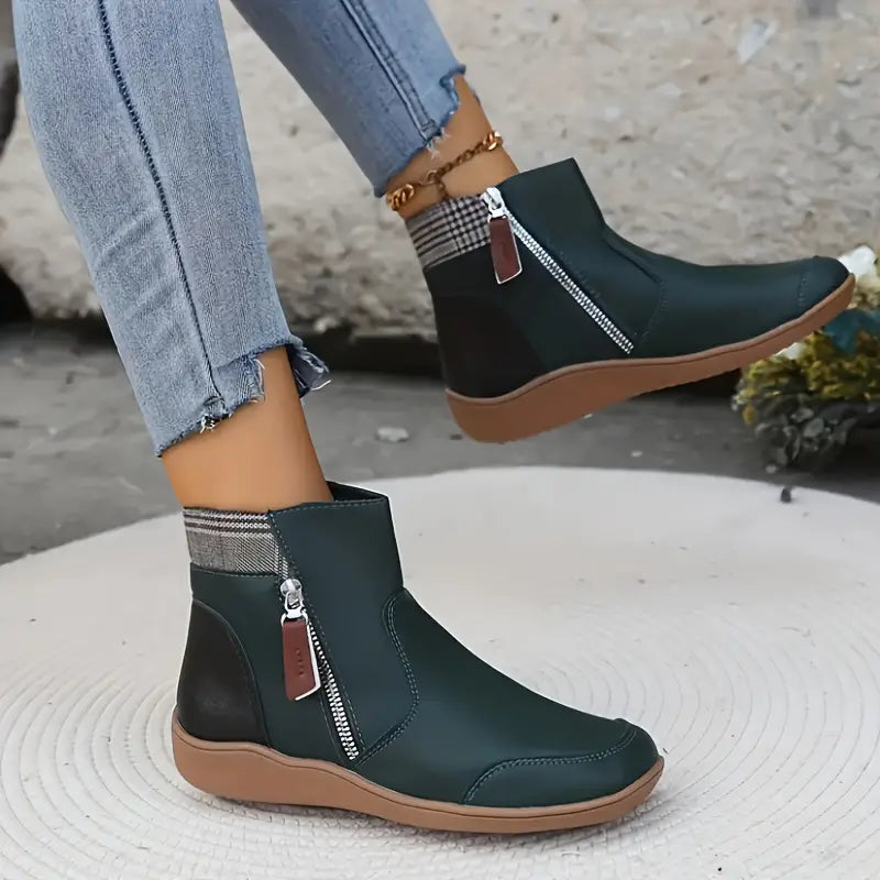 Lina - Damen Stiefeletten mit Reißverschluss und warmem Futter