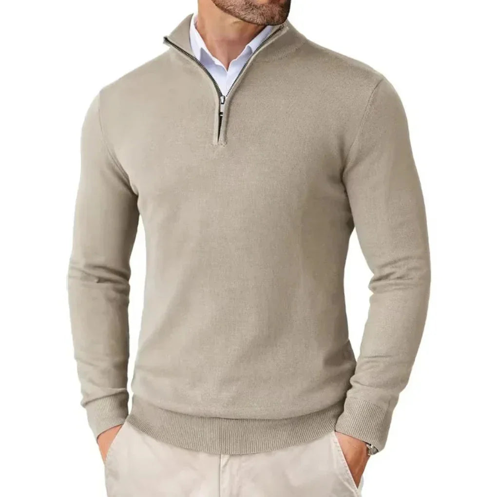 Adrian – Herren Pullover mit Reißverschluss Stehkragen