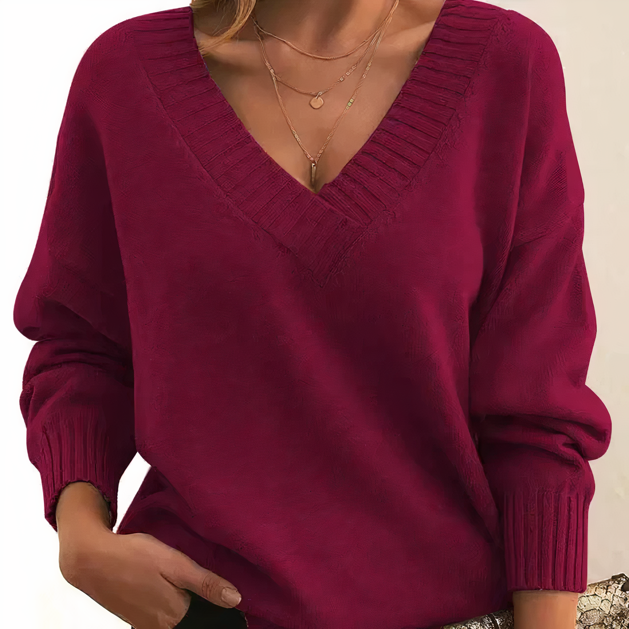 Lena – Damen Strickpullover mit V-Ausschnitt