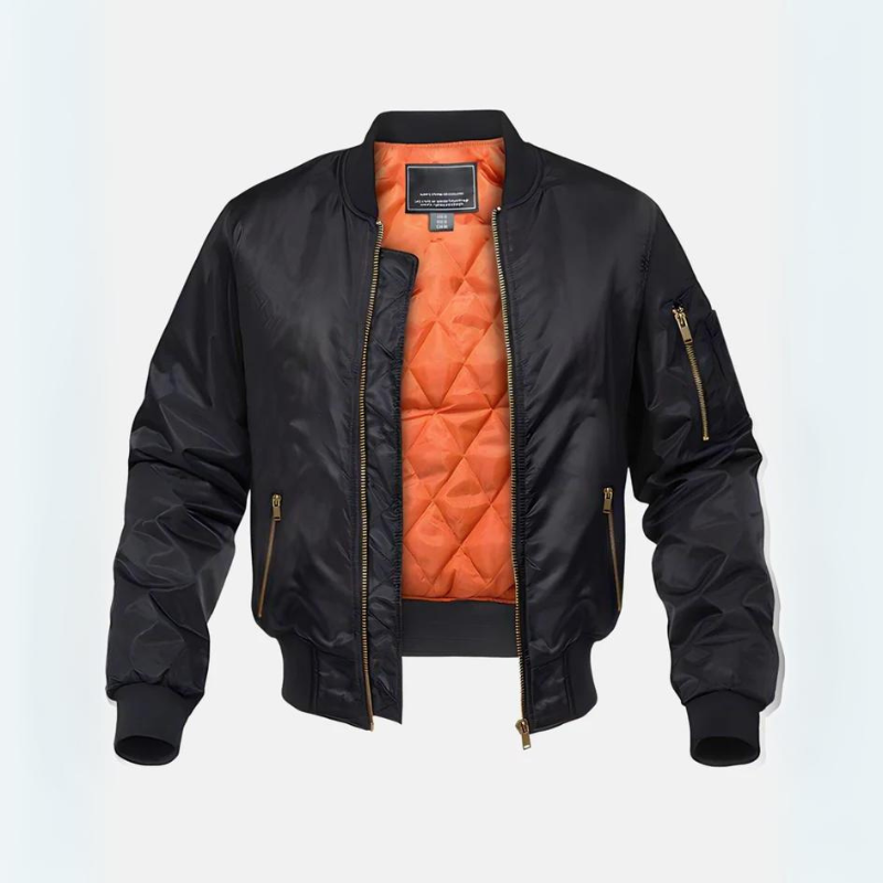 Bomberjacke – Gefütterte Winterjacke mit Reißverschluss für Piloten-Blau-S-Chaps Herrenmode