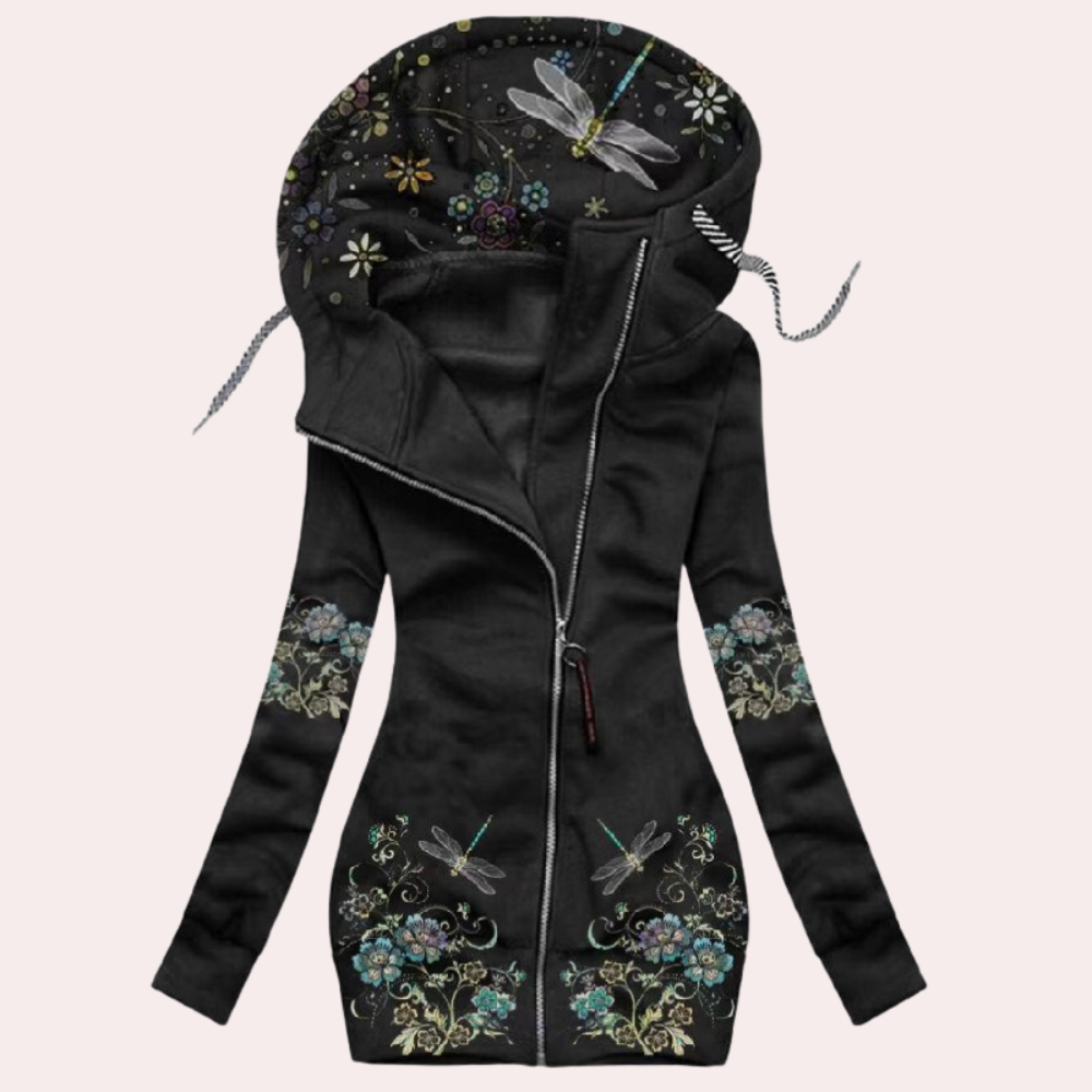 Alina - Damen Kapuzenjacke mit Stickerei und Reißverschluss