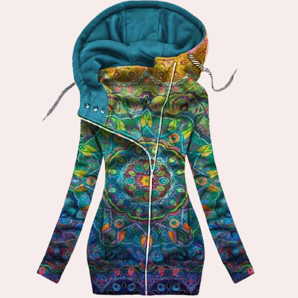 Alina - Damen Kapuzenjacke mit Stickerei und Reißverschluss