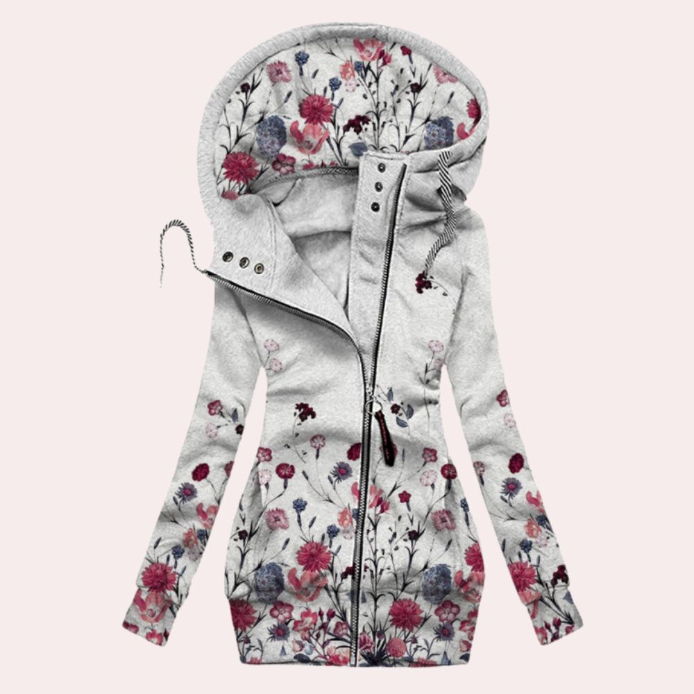 Alina - Damen Kapuzenjacke mit Stickerei und Reißverschluss