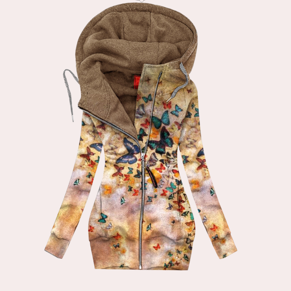 Alina - Damen Kapuzenjacke mit Stickerei und Reißverschluss