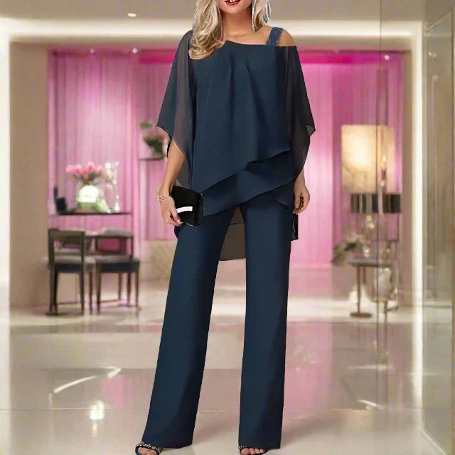 Amelie - Damen Set aus weiter Bluse mit Trägern und eleganter Hose
