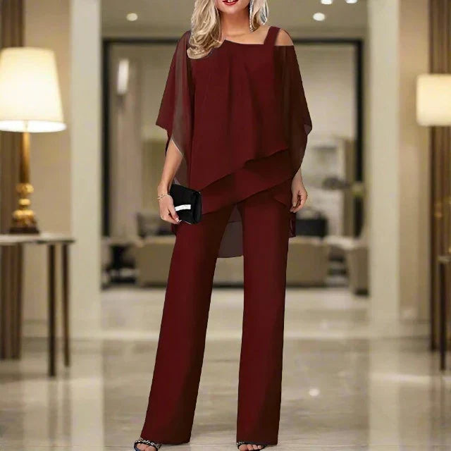 Amelie - Damen Set aus weiter Bluse mit Trägern und eleganter Hose