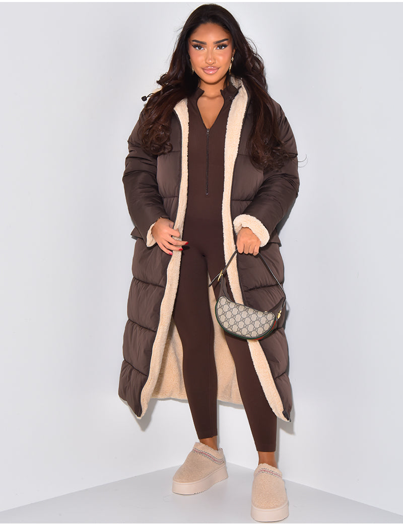 Leonie – Langer Teddyfutter-Steppmantel Damen