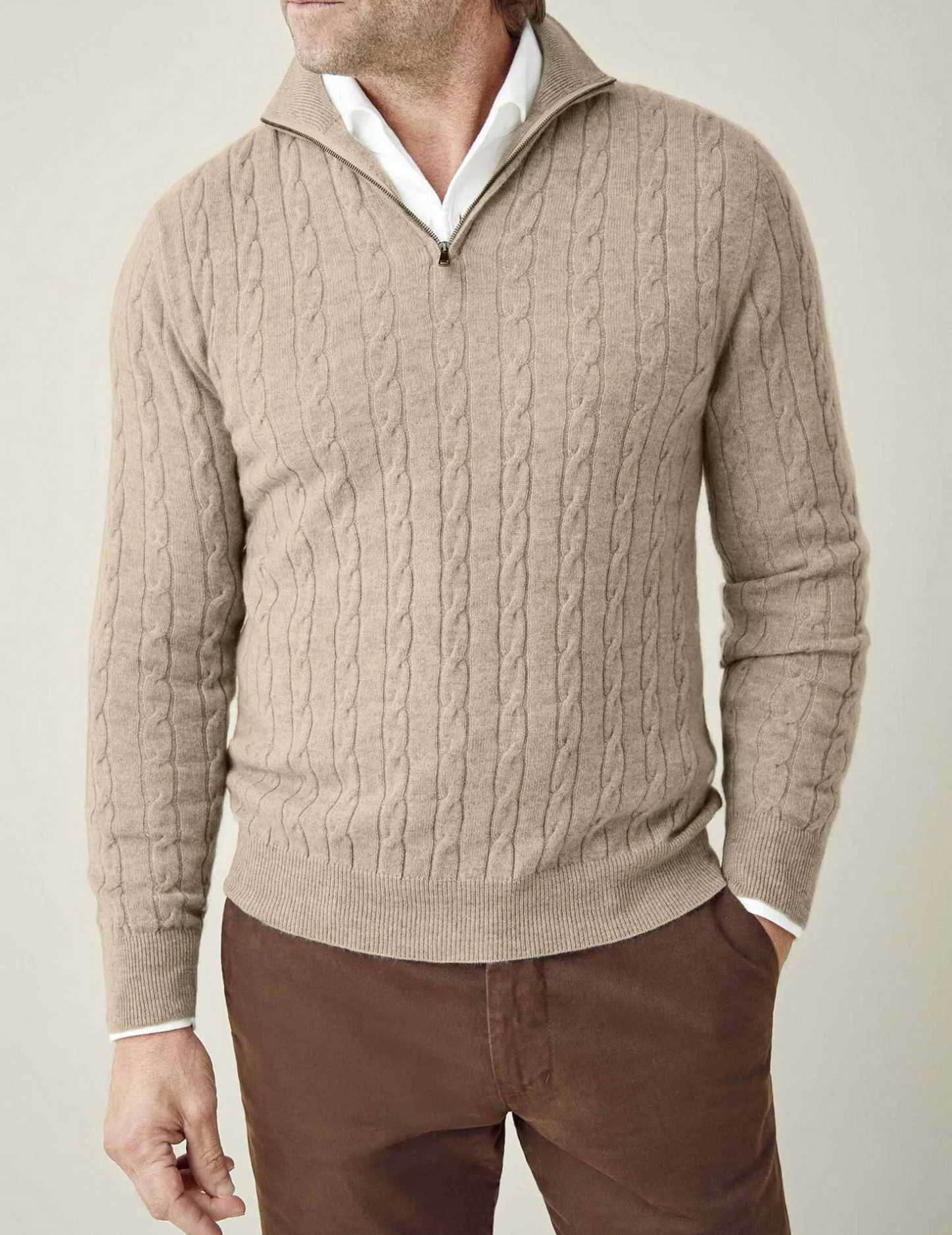 Rafael - Herren Strickpullover mit Zipper-Kragen