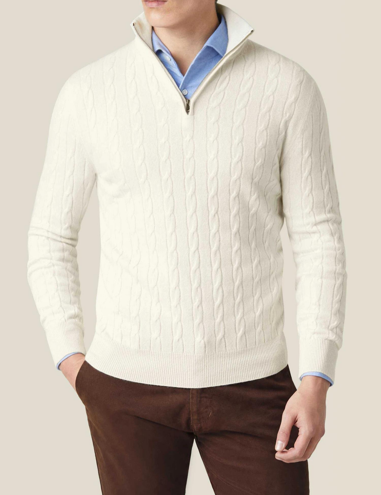 Rafael - Herren Strickpullover mit Zipper-Kragen