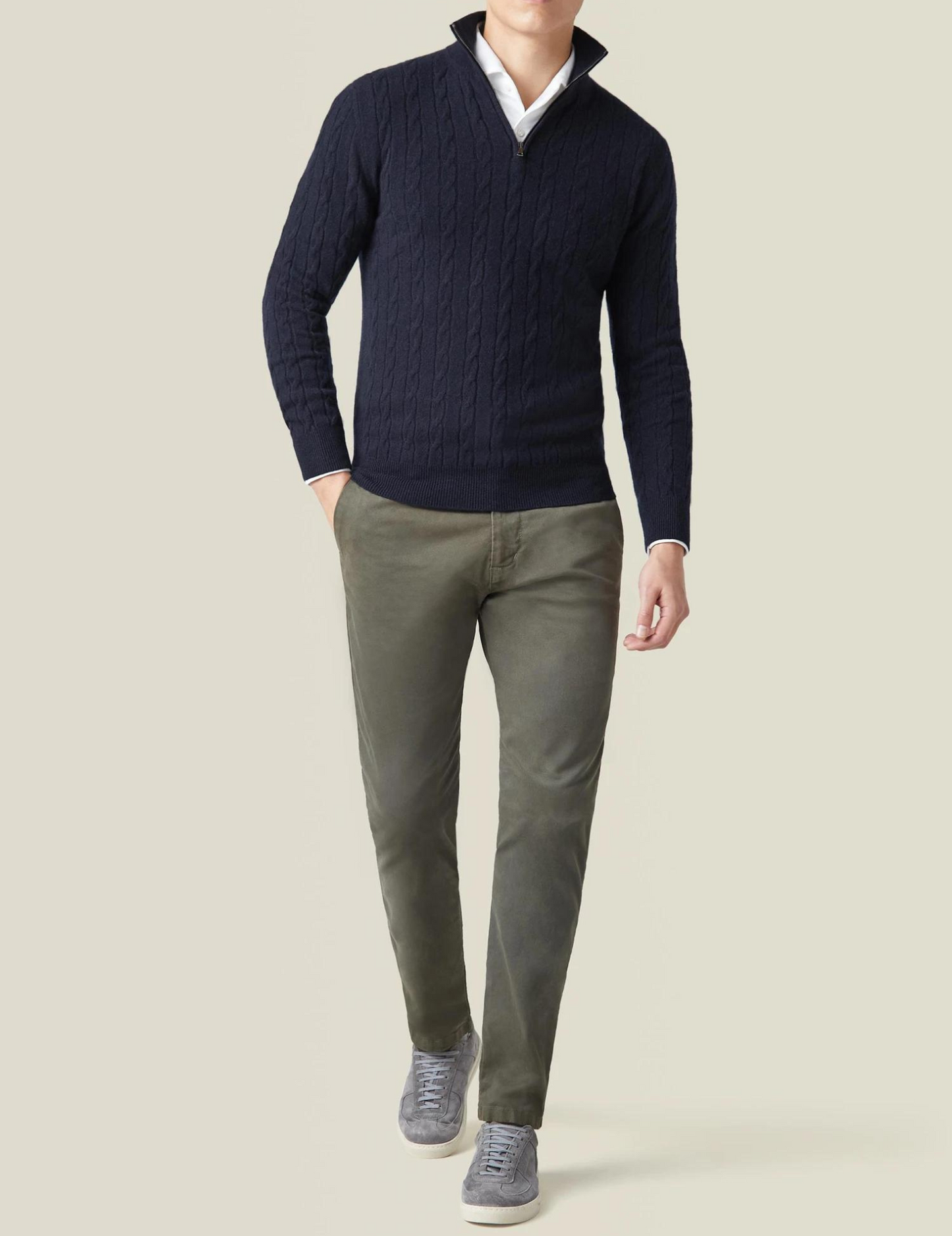Rafael - Herren Strickpullover mit Zipper-Kragen