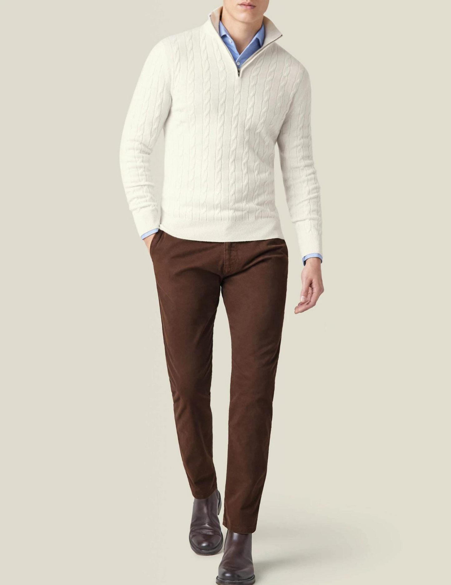 Rafael - Herren Strickpullover mit Zipper-Kragen