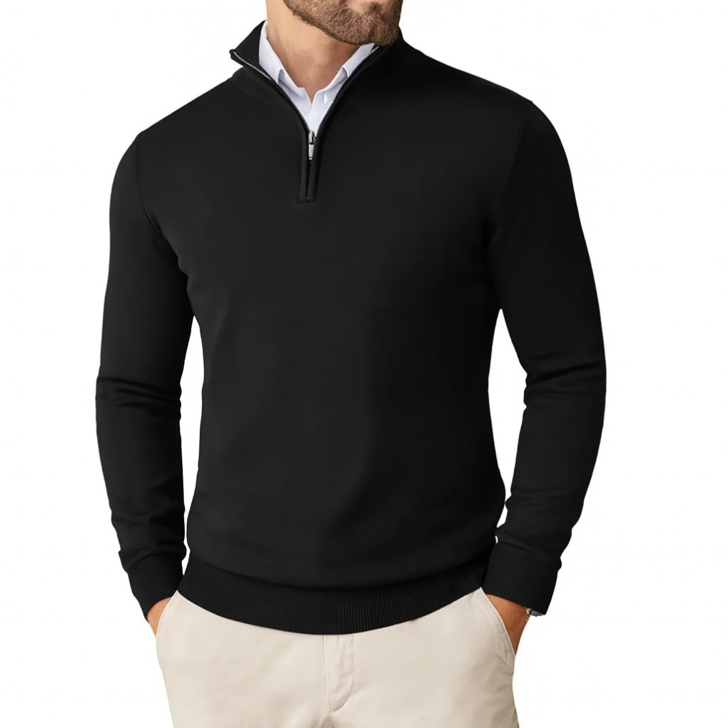 Adrian – Herren Pullover mit Reißverschluss Stehkragen