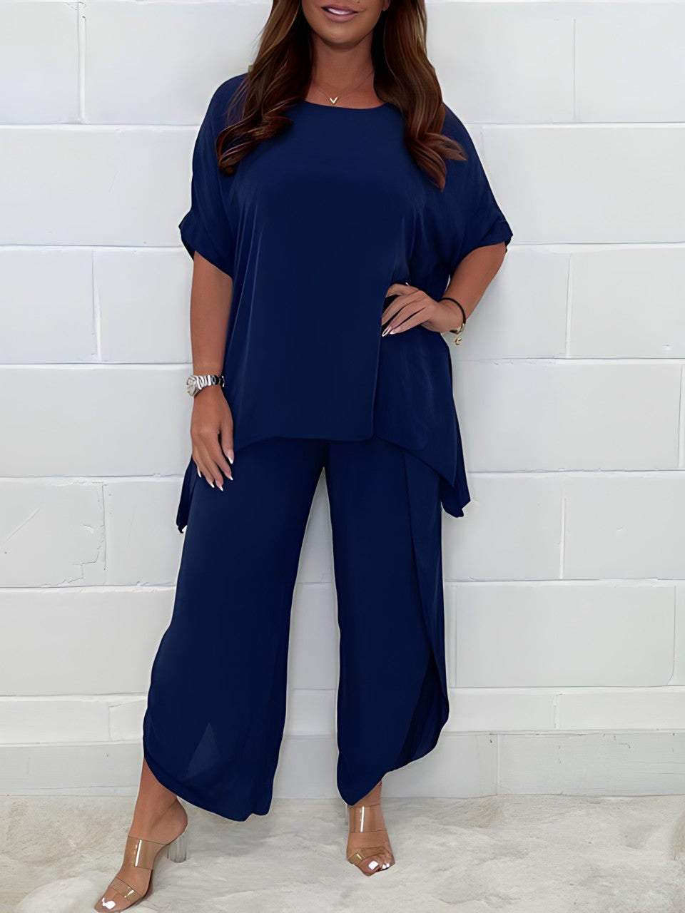 Leona - Damen Zweiteiler Set mit weiter Hose und Oberteil