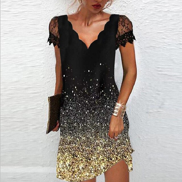 Samira - Damen Kleid elegant mit Spitzenärmeln