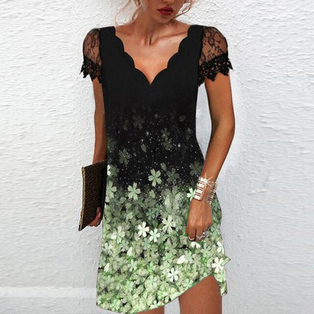Samira - Damen Kleid elegant mit Spitzenärmeln