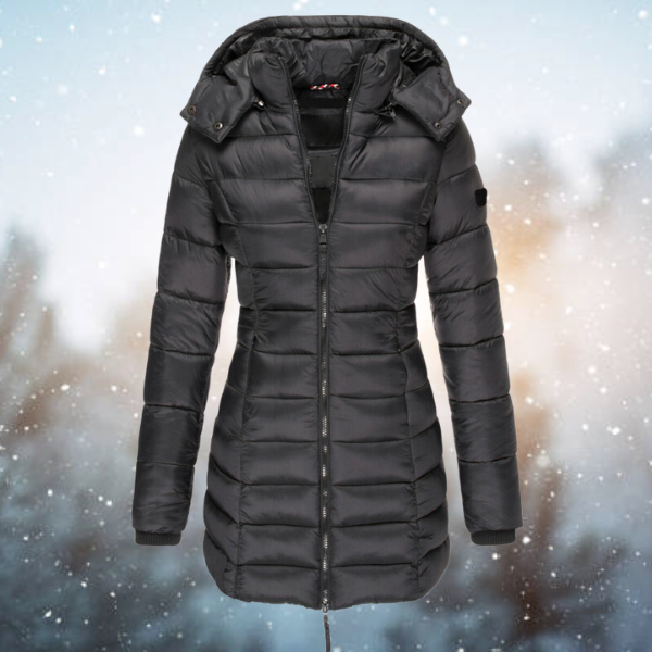 Sofia - Damen Steppmantel mit Kapuze langarm Winter