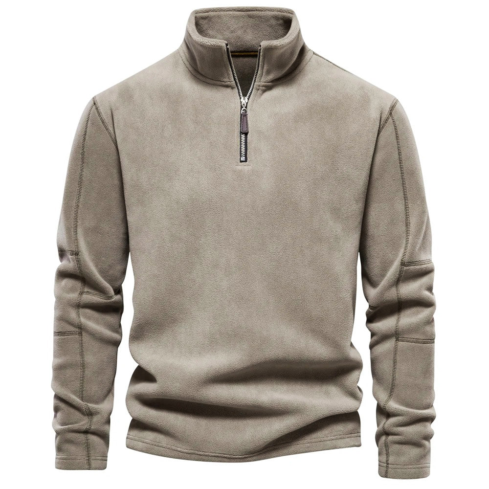 Matteo – Herren Fleece-Pullover mit Stehkragen und halbem Reißverschluss
