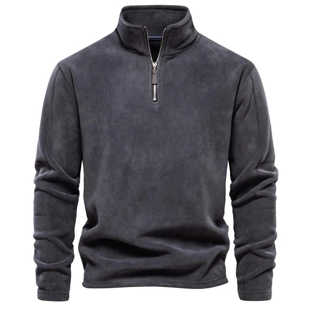 Matteo – Herren Fleece-Pullover mit Stehkragen und halbem Reißverschluss