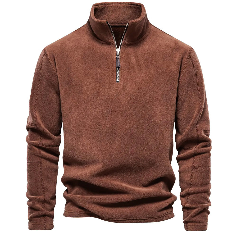 Matteo – Herren Fleece-Pullover mit Stehkragen und halbem Reißverschluss