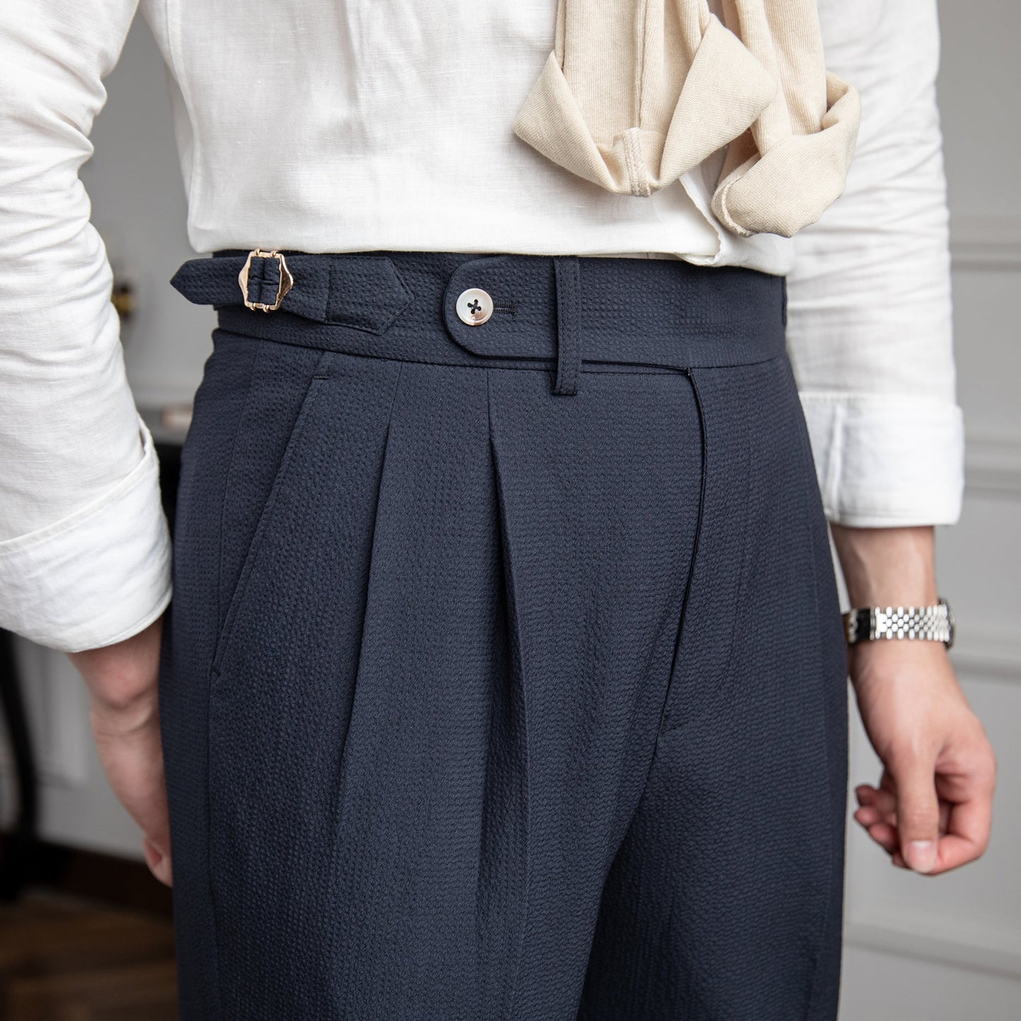 Lukas – Faltenhose mit hoher Taille für Herren