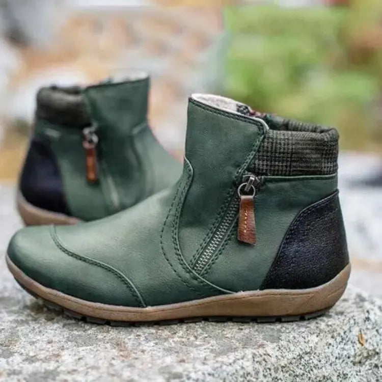 Lina - Damen Stiefeletten mit Reißverschluss und warmem Futter