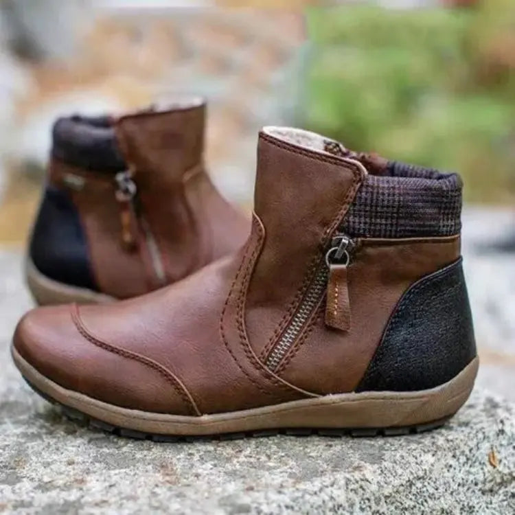 Lina - Damen Stiefeletten mit Reißverschluss und warmem Futter