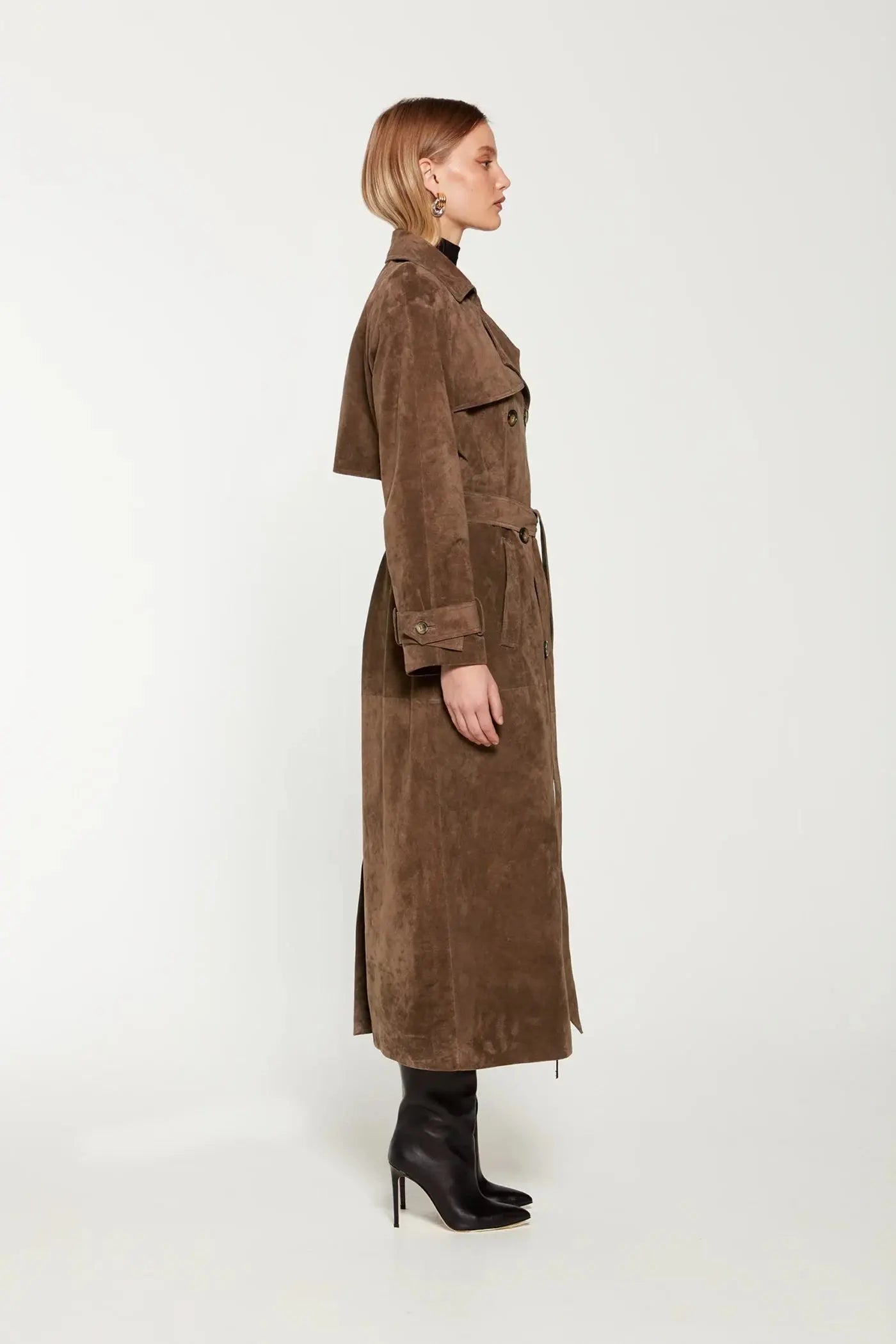 Helena - Damen Trenchcoat lang aus Wildleder
