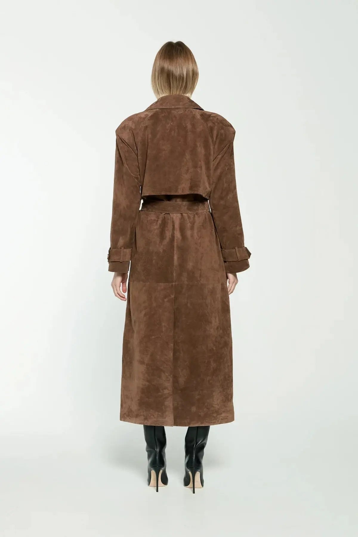 Helena - Damen Trenchcoat lang aus Wildleder