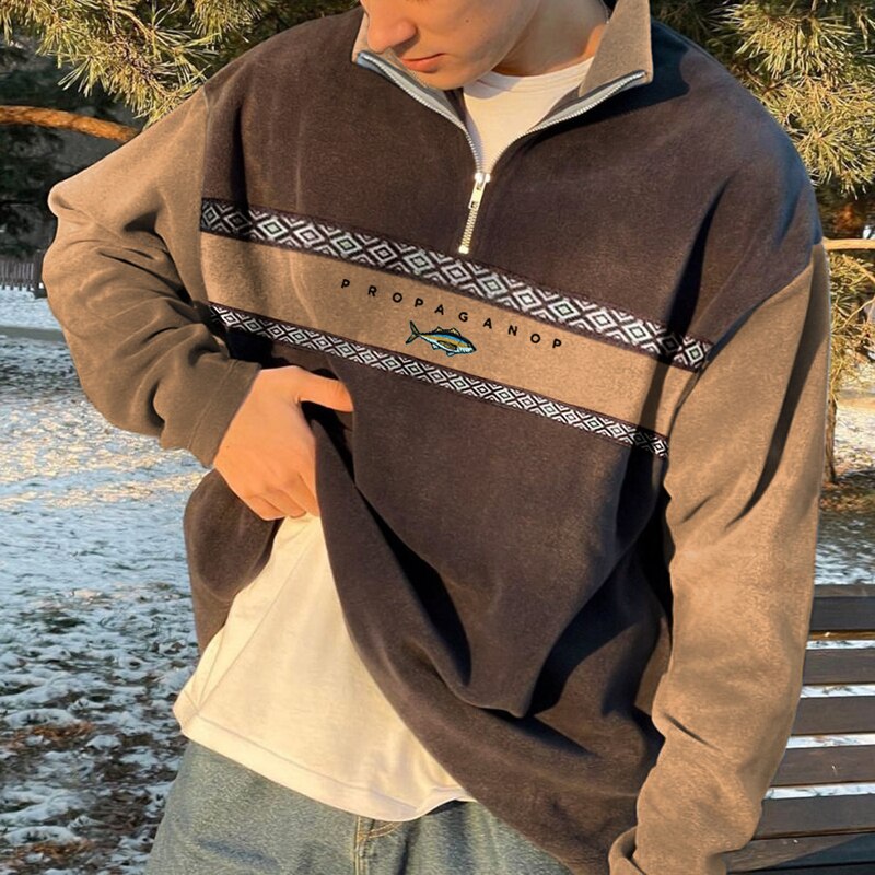 David - Herren Pullover Half-Zip Sweatshirt Freizeit Oberteil
