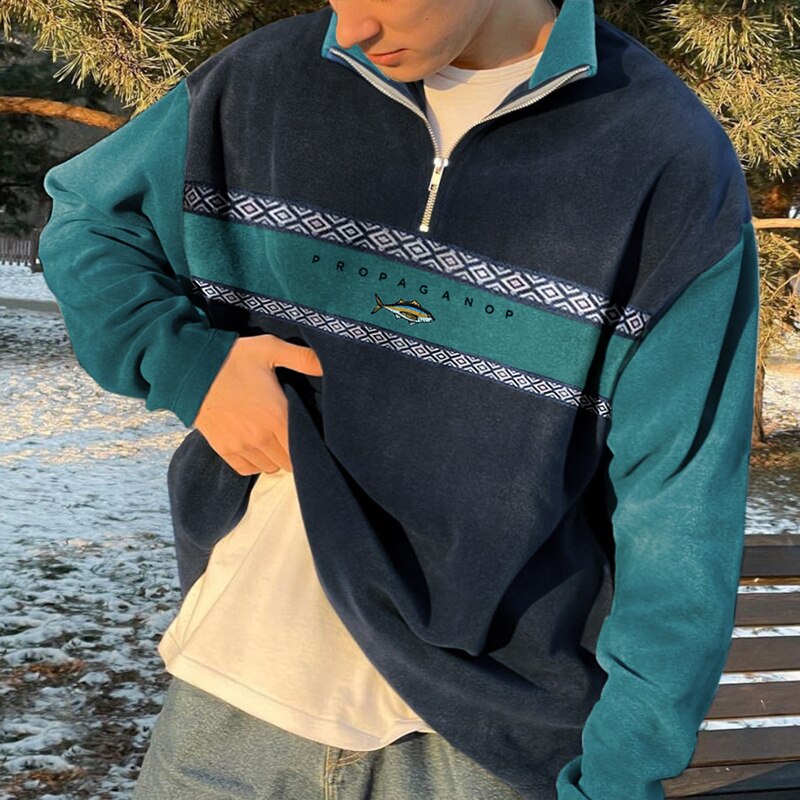 David - Herren Pullover Half-Zip Sweatshirt Freizeit Oberteil