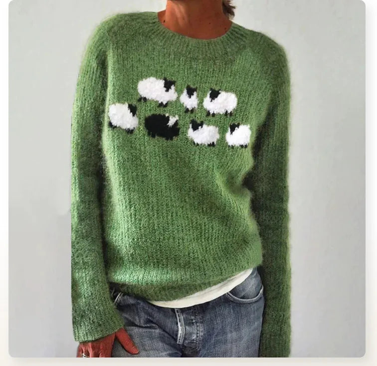 Ella – Bunter Strickpullover mit Rundhalsausschnitt Damen