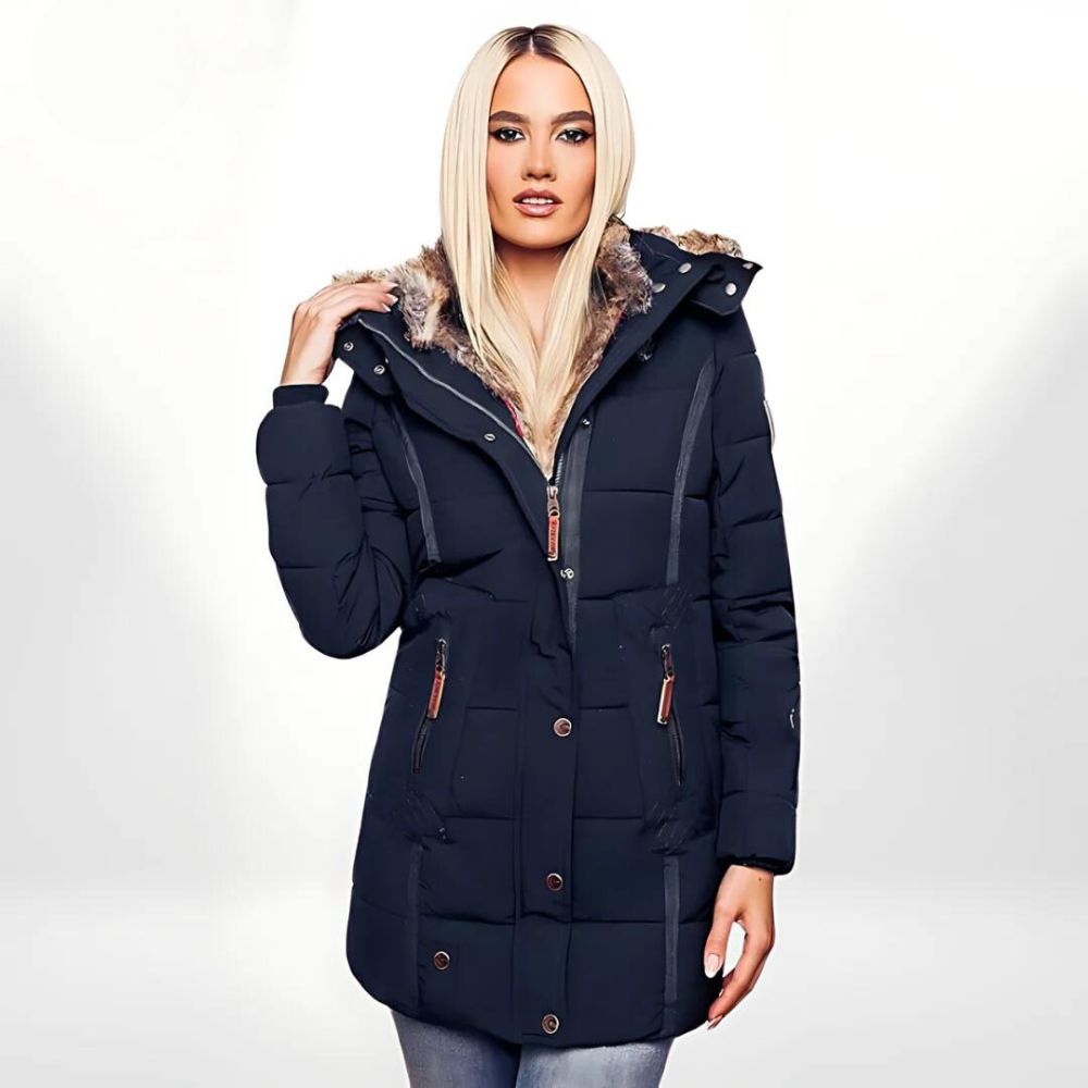 Alina – Winterjacke für Damen warme Kapuzenjacke mit Kunstfellfutter