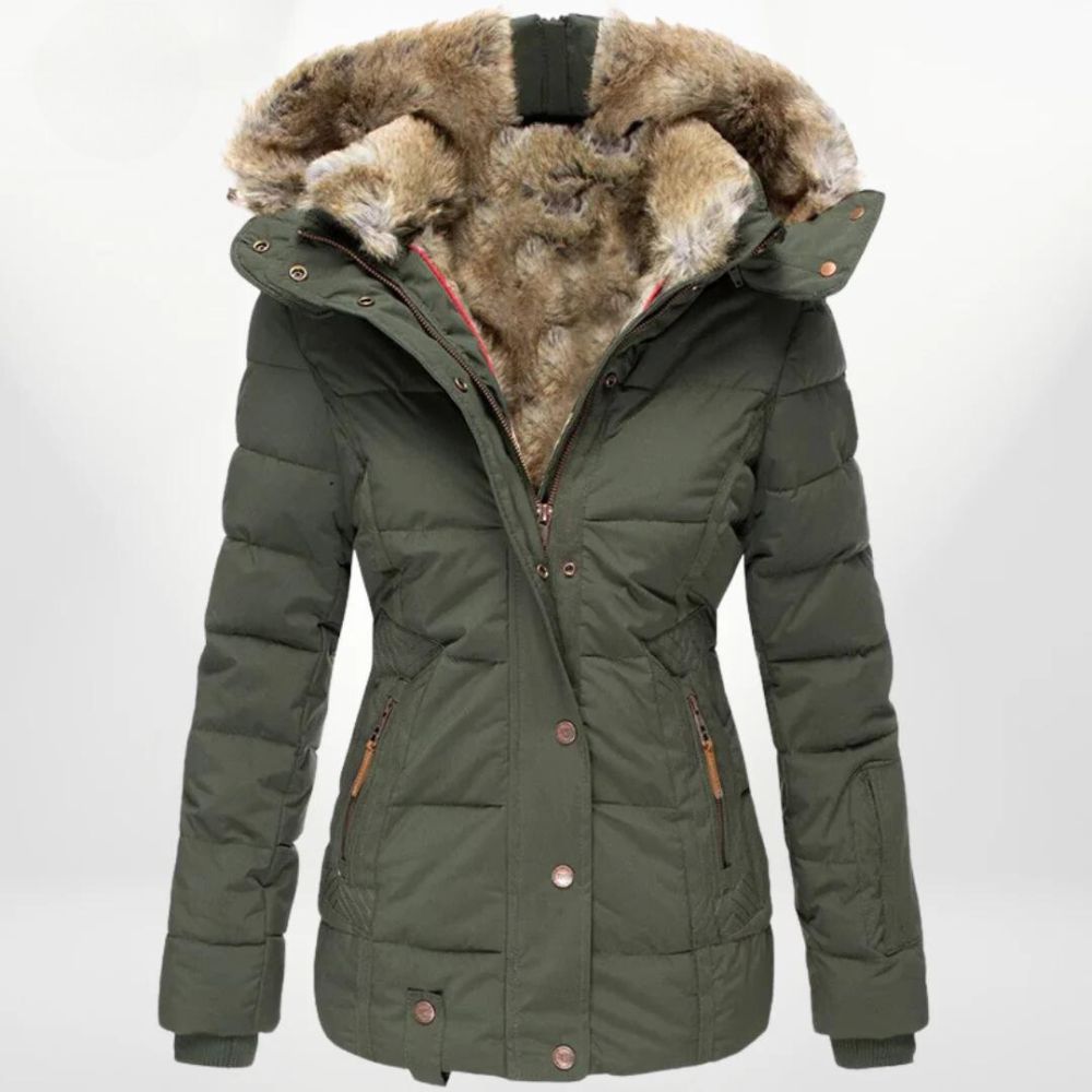 Alina – Winterjacke für Damen warme Kapuzenjacke mit Kunstfellfutter