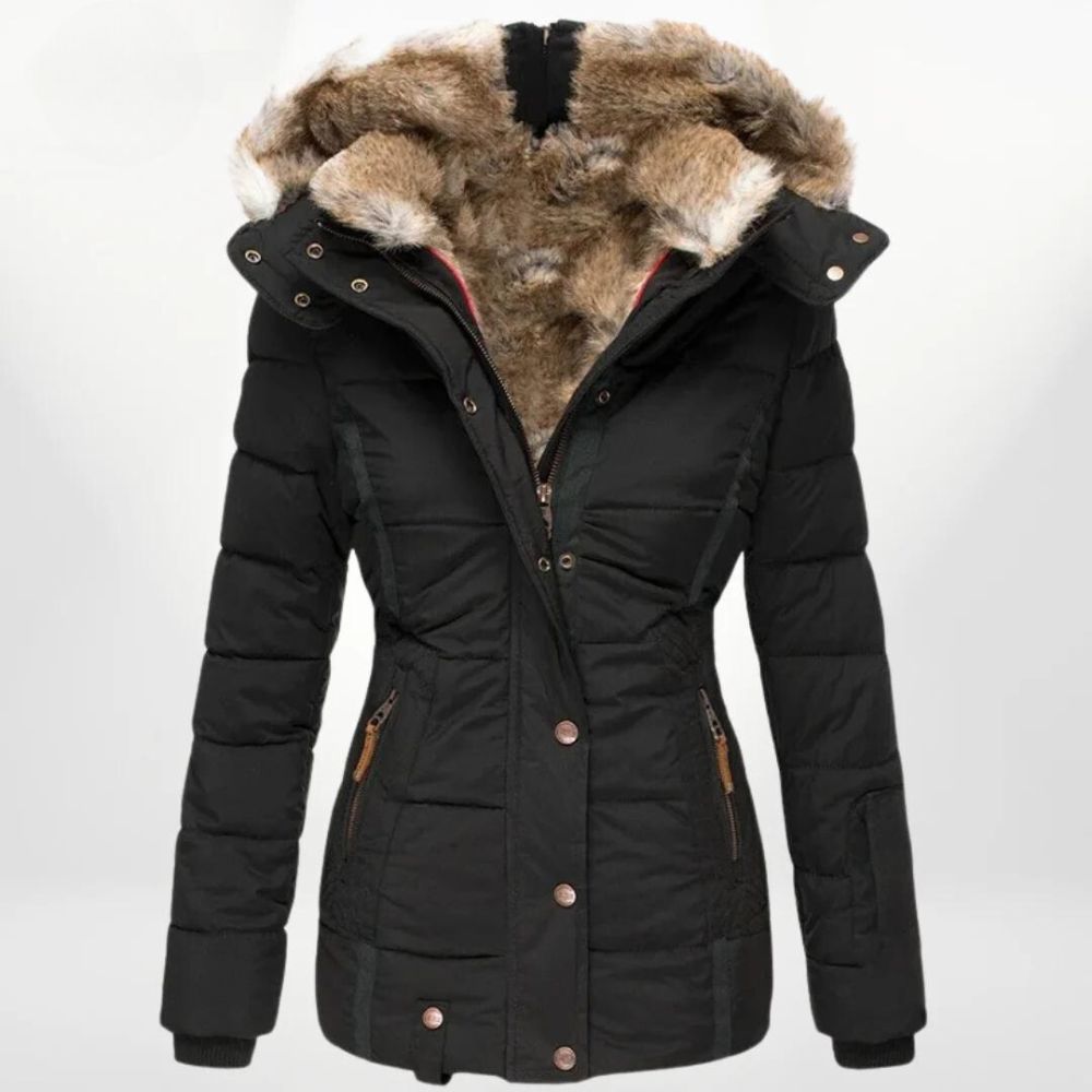 Alina – Winterjacke für Damen warme Kapuzenjacke mit Kunstfellfutter