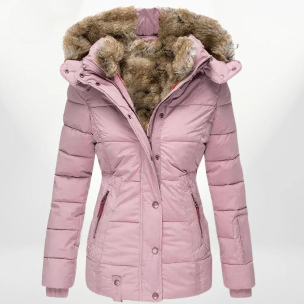 Alina – Winterjacke für Damen warme Kapuzenjacke mit Kunstfellfutter