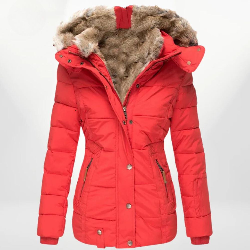 Alina – Winterjacke für Damen warme Kapuzenjacke mit Kunstfellfutter