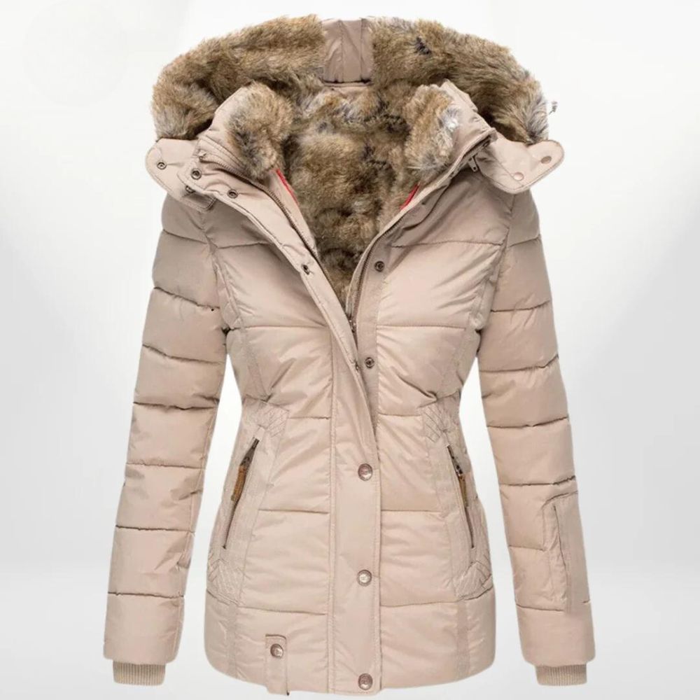 Alina – Winterjacke für Damen warme Kapuzenjacke mit Kunstfellfutter