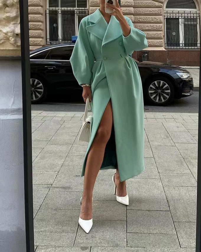 Clara - Damen Wolle Wintermantel lang elegant