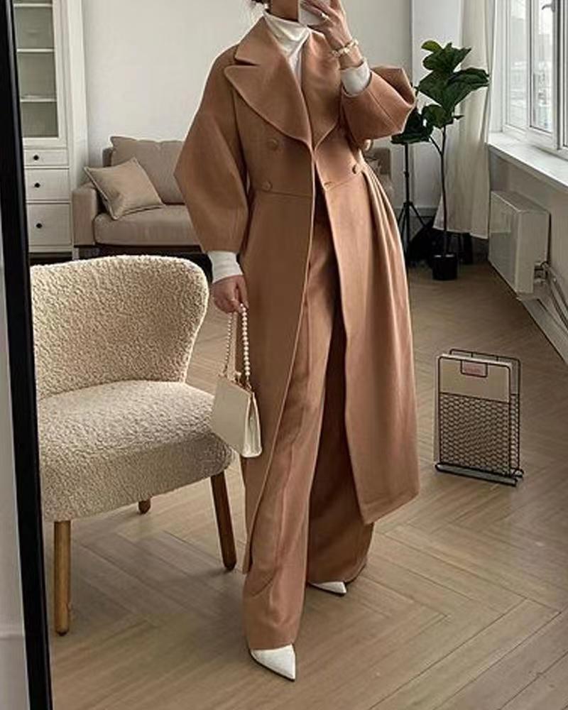 Clara - Damen Wolle Wintermantel lang elegant