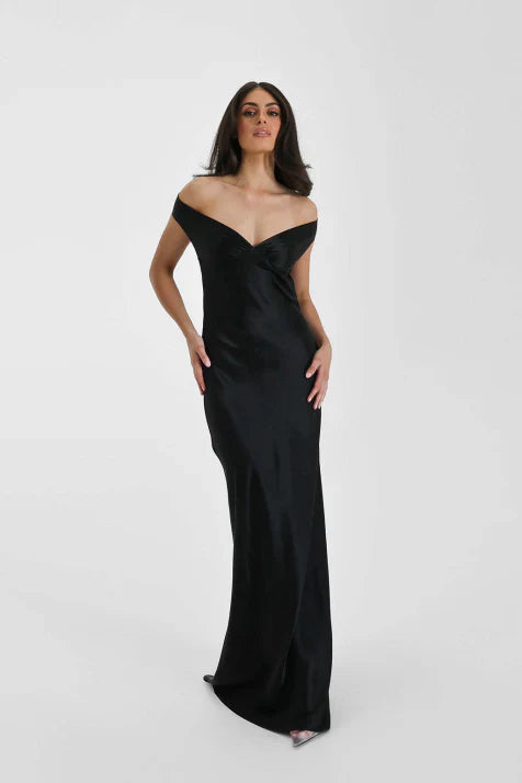 Aria – Damen Abendkleid Satin Off-Shoulder