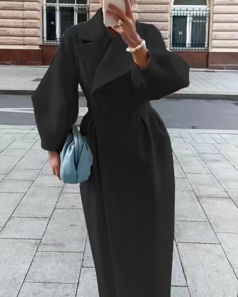 Clara - Damen Wolle Wintermantel lang elegant