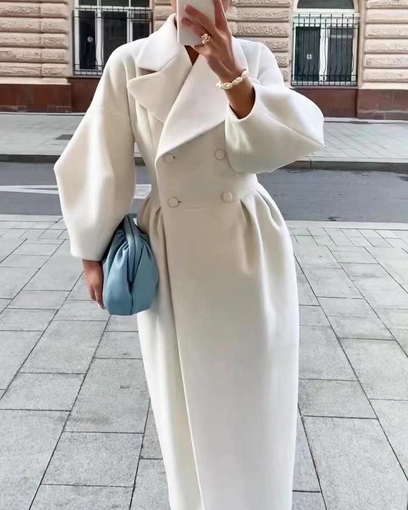 Clara - Damen Wolle Wintermantel lang elegant
