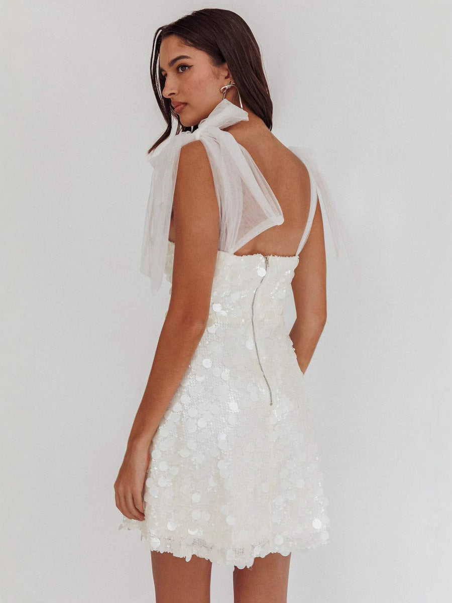 Isidora - Damen Minikleid funkelnd mit V-Ausschnitt