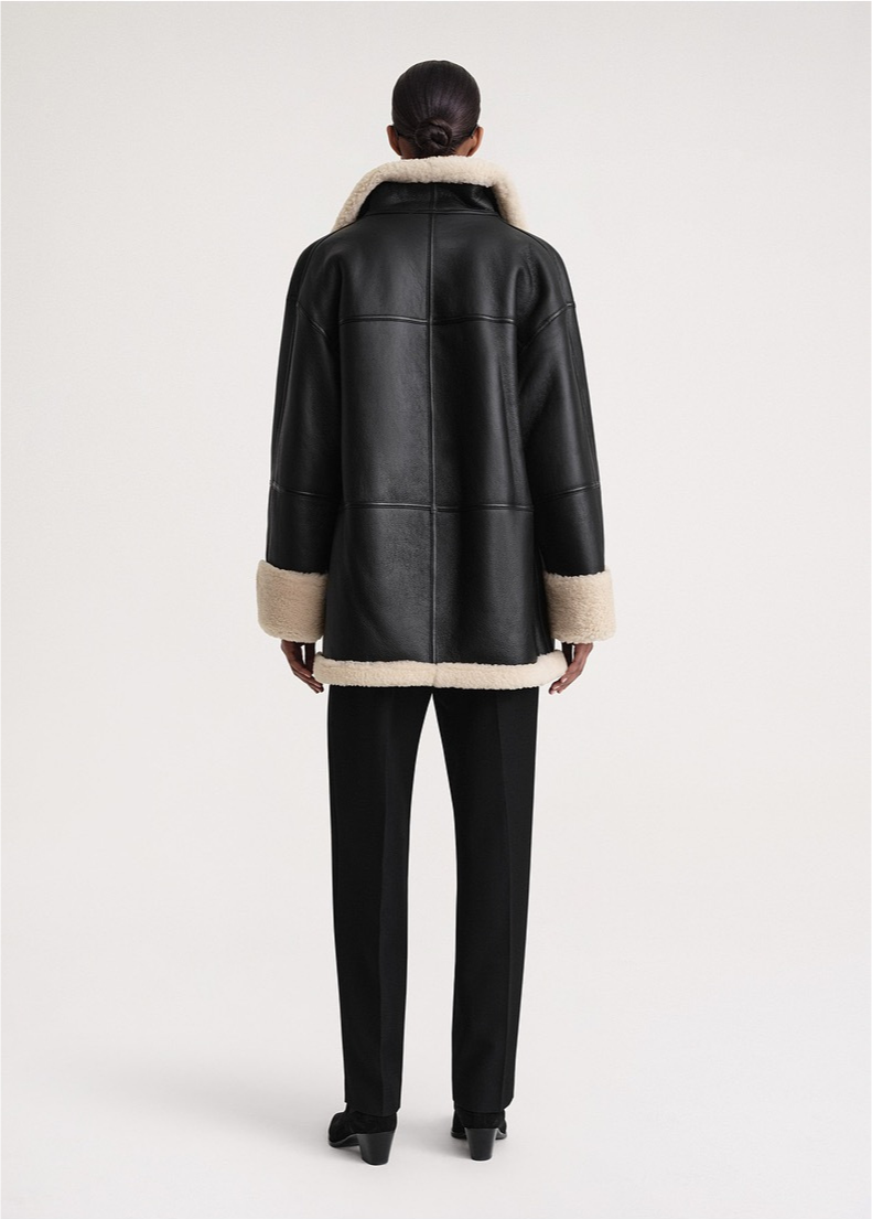 Alina - Damen Lammfelljacke mit Reißverschluss und Umlegekragen Winter